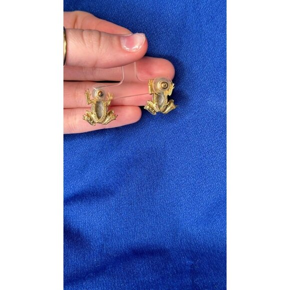 2 VTG Jewelry Frog Pieces - JJ Jonette & Ai Gold Tone & Enamel! Pin Earrings 122 - Picture 12 of 12